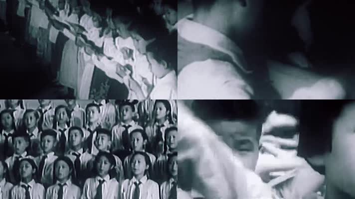 50年代小学生唱歌做游戏