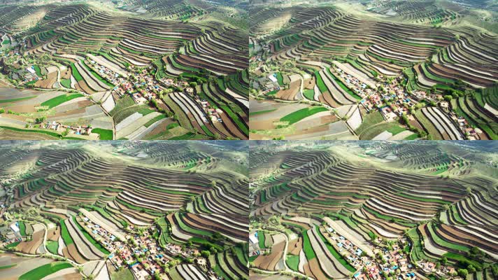 干旱乡村田野梯田