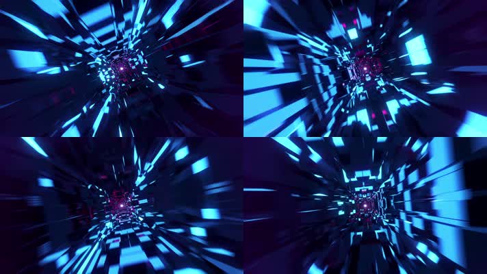 穿梭超高速旋转的霓虹灯科幻隧道 VJ 循
