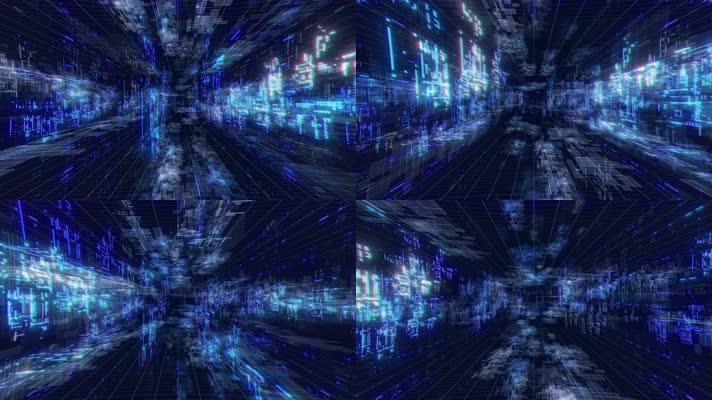 数字地图隧道 蓝色数字地图隧道 4K