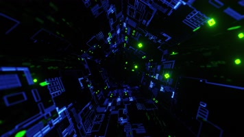 穿梭闪烁绿色的科技隧道4K