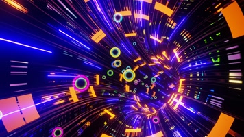 五颜六色的超高速霓虹灯隧道环路 无缝 V