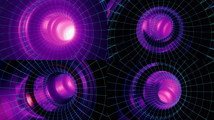 穿越抽象线框时空隧道 VJ无缝循环4K