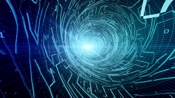 穿过蓝色电路板隧道4K