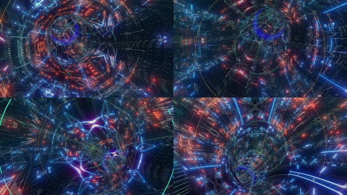 科幻隧道 通过未来派的科幻隧道飞行