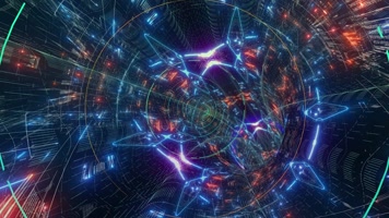 科幻隧道 通过未来派的科幻隧道飞行