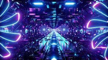 穿过霓虹灯风扇隧道VJ无缝循环
