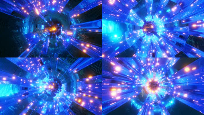 极速穿梭扭曲的赛车霓虹灯隧道 VJ 循环