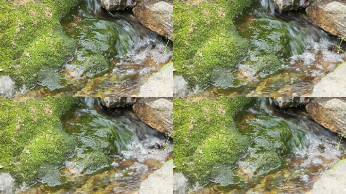 泉水小溪瀑布实拍镜头