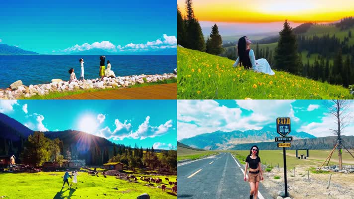 4k蓝天白云大海美女高清视频