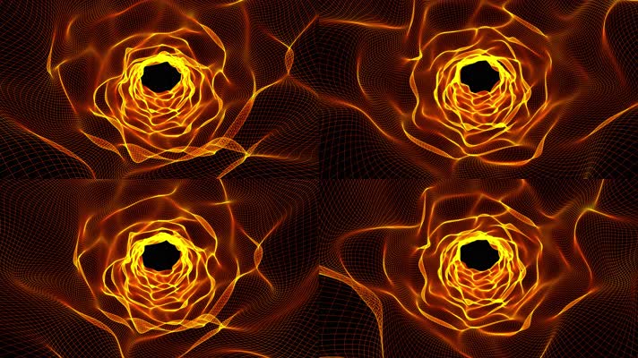 闪闪发光的金色网格隧道 Alpha 通道