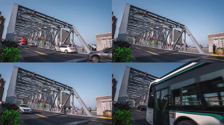 上海外白渡桥车流延时摄影4K