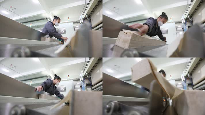 纸巾 生产车间 人工 抽纸 厂区 高清视