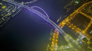4K延时航拍南宁大桥夜景云海