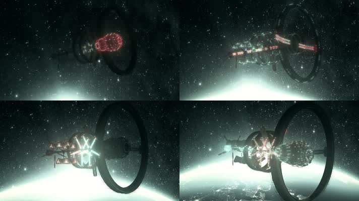 在地球上空运行的外星空间站的3d全息图1