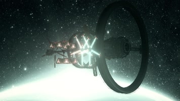 在地球上空运行的外星空间站的3d全息图1