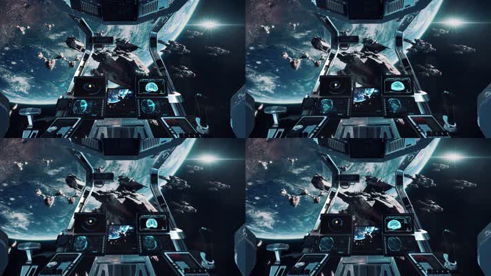 地球上空的未来科幻宇宙飞船驾驶舱的视图4