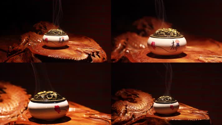 4K唯美檀香寺庙香炉素材