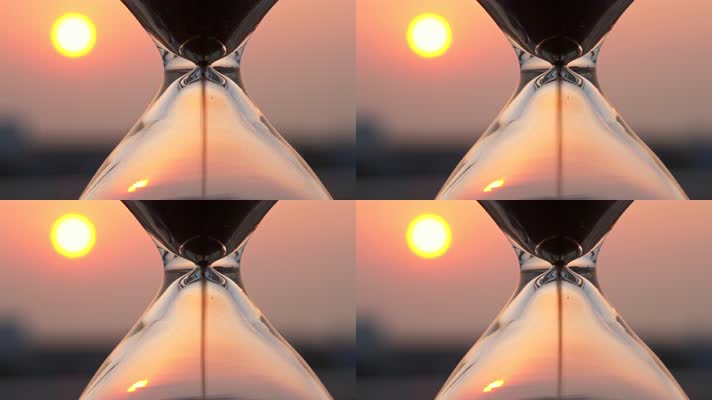 傍晚夕阳沙漏时间流逝实拍镜头