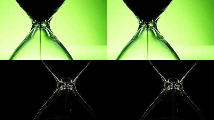 绿色沙漏时间流逝争分夺秒实拍