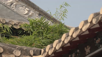 中式园林屋檐房檐院落古风围墙古建筑茅草竹 中式园林屋檐房檐院落古风围墙古建筑茅草竹