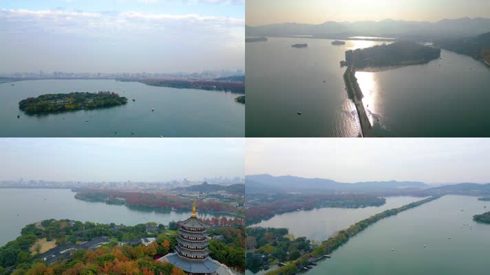 杭州西湖景区风景航拍