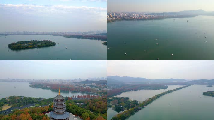 杭州西湖景区风景航拍
