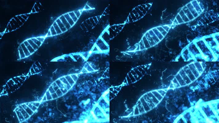 深蓝色背景上的 DNA 传输发光旋转 3