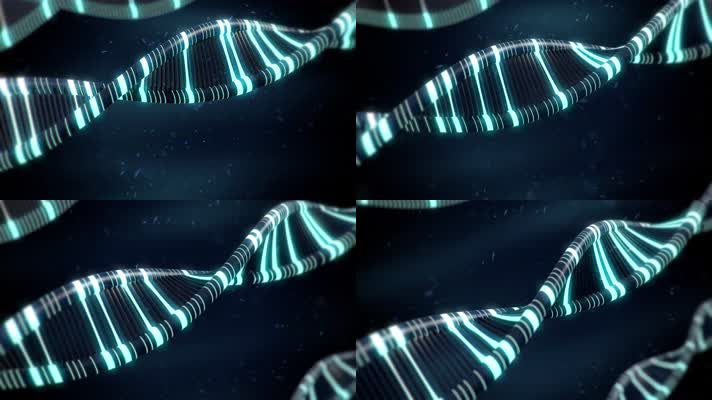 发蓝色光效果的DNA慢动画4K