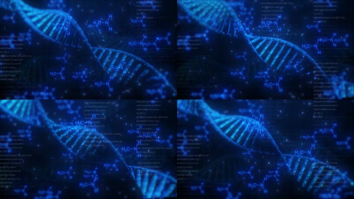 3d 现代医学 DNA 旋转动画背景4K