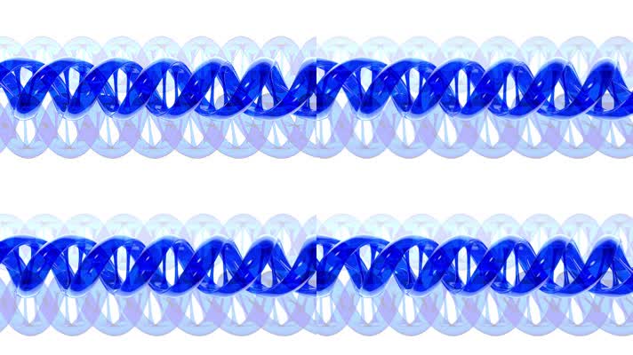 蓝色透明 3D 动画 DNA 链转