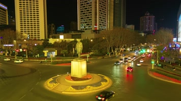 南京市鼓楼区新街口城市夜景航拍延时素材