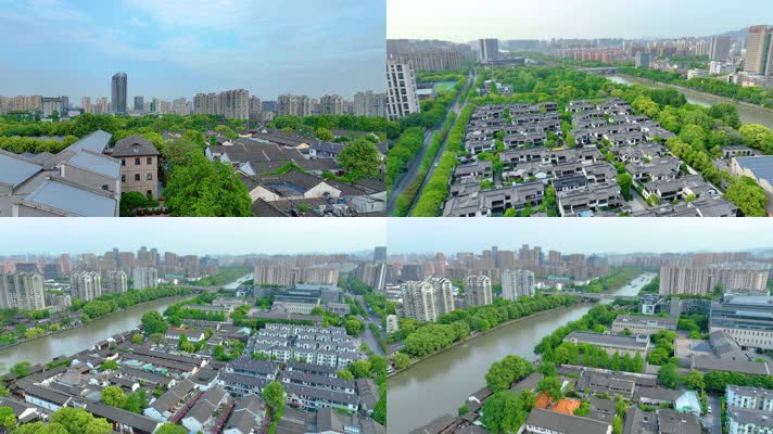 杭州市拱墅区拱宸桥风景区航拍城市风景视频