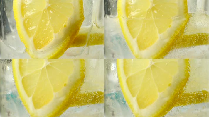 冰块柠檬水特写镜头慢动作