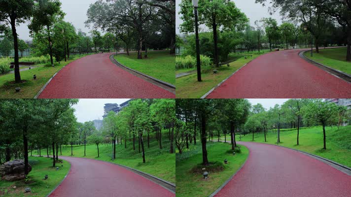 滨江公园雨中健身步道