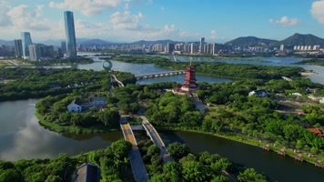 航拍厦门园博苑风光