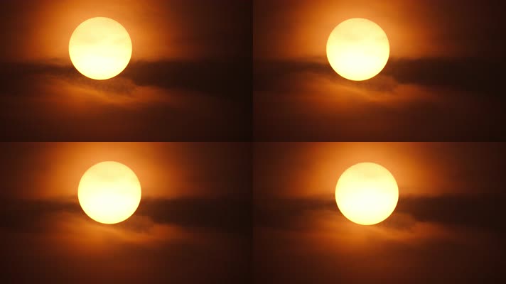 傍晚黄昏超大太阳日落山实拍空镜