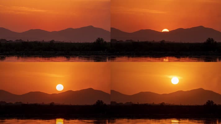 早晨清晨日出太阳升起金色时刻延时