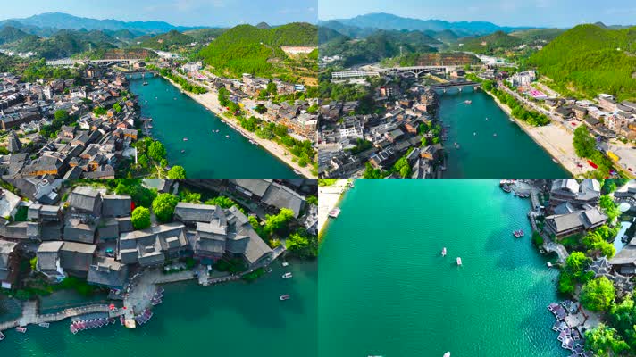 4K航拍贵州下司古镇美景