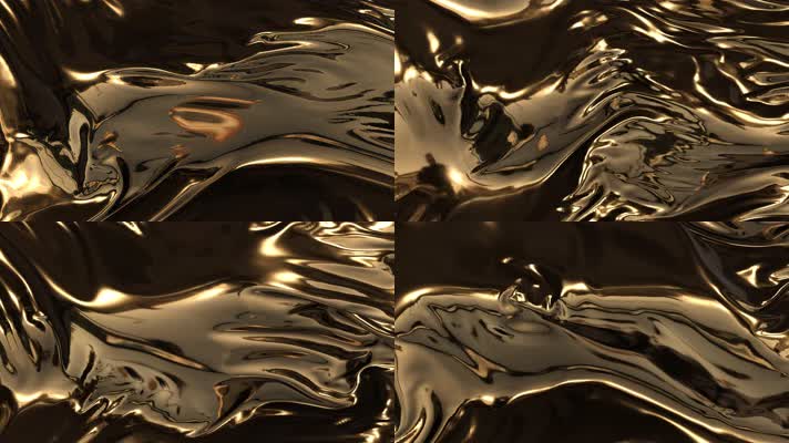 4K 金色金属流动液体