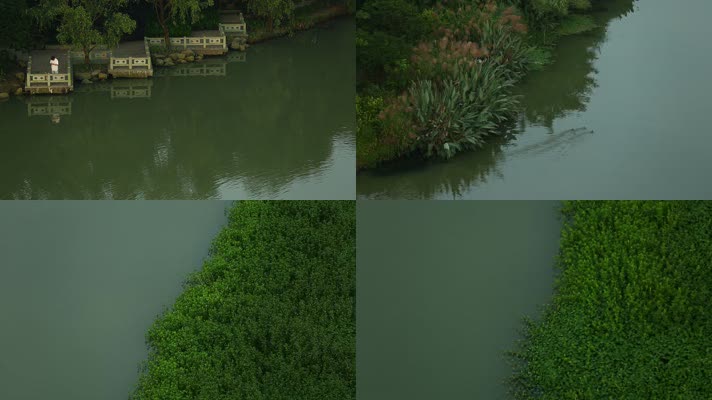 l1杭州西溪航拍河面风光1