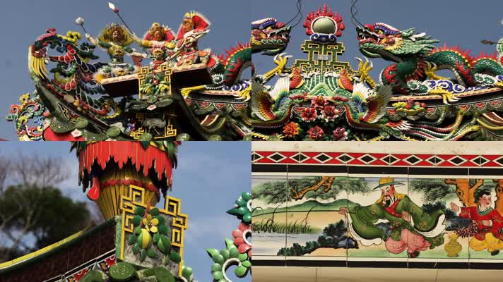l1汕尾海丰天后宫屋檐壁画特写