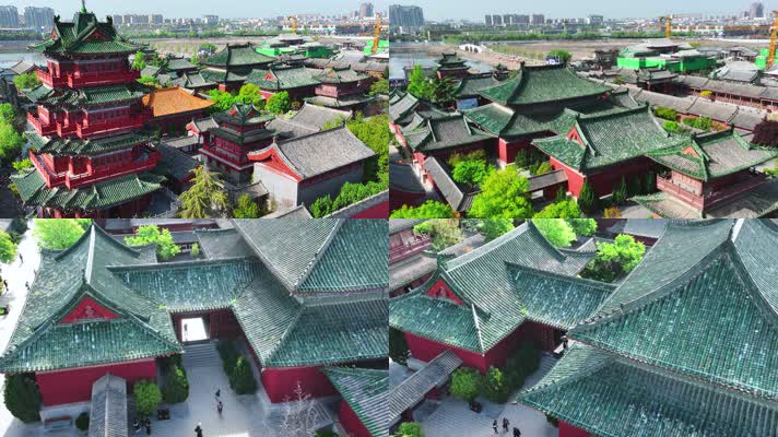 4K航拍河南开封市开封府景点