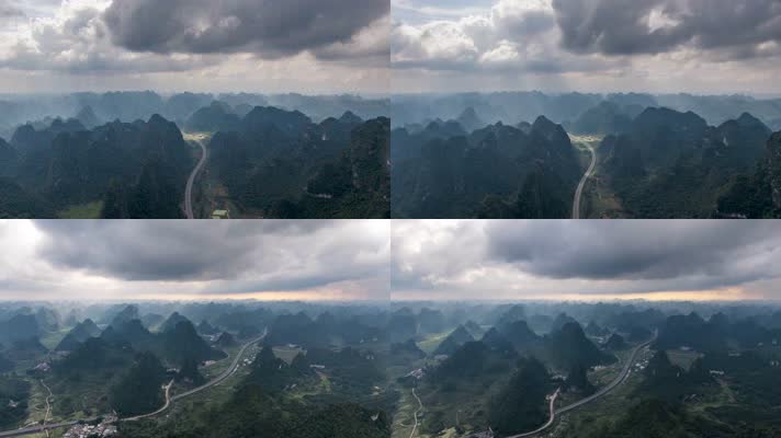 4K延时航拍合那高速服务区光影变幻