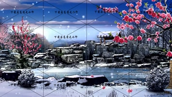 古代花园  园林雪景
