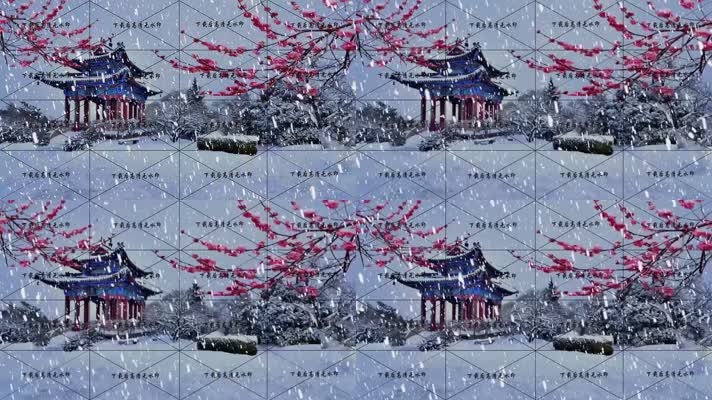 古代花园  园林雪景
