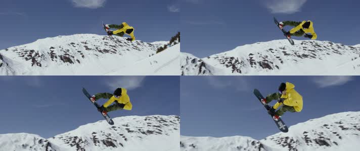 滑雪跳起慢动作