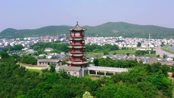 航拍汉王镇紫山村和凤岭山度假区