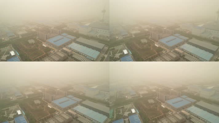 春季沙尘暴侵袭城市恶劣天气