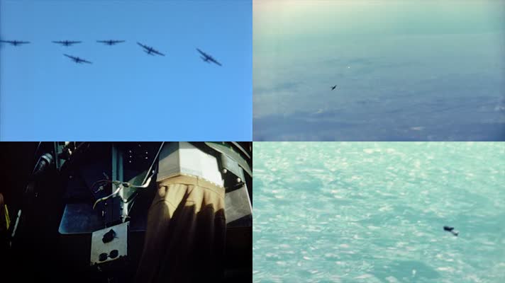 美军飞行员驾驶舱机枪手射击战斗空战